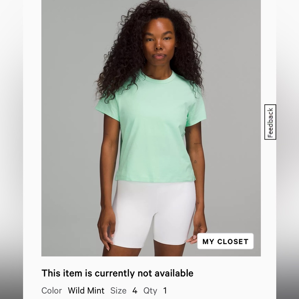 Lululemon Classic-Fit Cotton-Blend T-Shirt - Wild Mint Sz 4